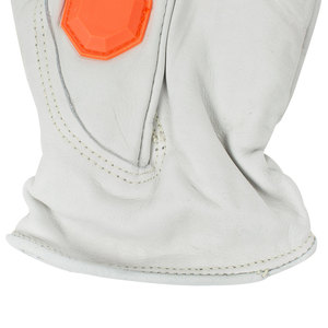 Gants de sécurité anti-coupure en cuir blanc avec paume en Kevlar et protections anti-choc orange, niveau de protection contre les coupures ANSI/ISEA 7 - Product Image 3