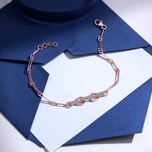 Interlocking Curved Bar Diamond Link <b>Bangle</b> <b>Bracelet</b> - Product Image 4