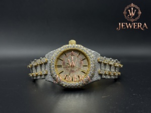 OEM Custom Hip Hop Moissanite Diamond Watch with Stainless Steel Bracelet for International Wholesale Market Available for Sale - Product Image 1