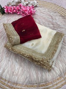 Sari en satin Fandy de créateur exclusif, avec chemisier élégant, style ethnique chic, dernière tendance, pour mariée, indien, modeste, pour soirée, pour femme - Product Image 4