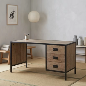 Nanoi Modern Freestanding <b>Solid</b> <b>Wood</b> Office <b>Desk</b> with Natural Color Finishing for Home and Commercial Use - Product Image 1