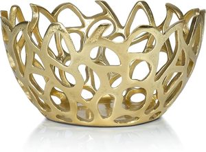 Luxury Gold Abstract Openwork Decorative Bowl Modern Metal Centerpiece Fruit Bowl - Product Image 3