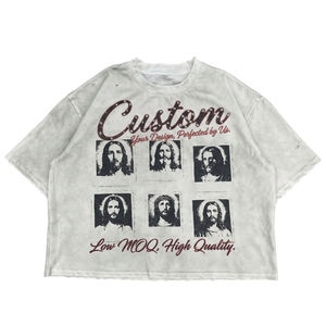 Camiseta Personalizada 100% Algodón con Estampado DTG, Corte Crudo en los Puños, Estilo Oversize, con Salpicaduras, Lavado Ácido Vintage y Bajo sin Rematar - Product Image 6