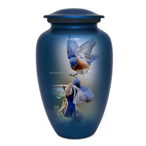 Urna de cremación conmemorativa funeraria verde brillante con diseño de pájaro Cardenal clásico adulto para cenizas humanas urna de cremación hecha a mano - Product Image 6