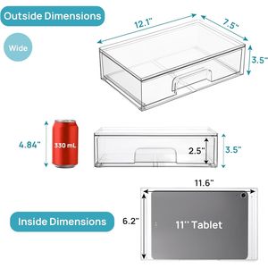 Set di 2 Cassetti Impilabili Trasparenti da 12,1 W, Contenitori Organizzatori in Plastica Acrilica per Trucchi, Cosmetici e Prodotti di Bellezza - Product Image 3