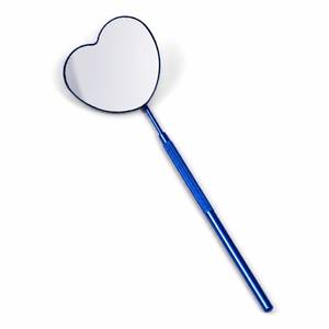 Espejo de Mano en Forma de Corazón con Mango Azul, Espejo de Maquillaje Portátil y Compacto - Product Image 1