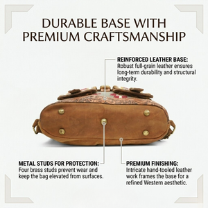 Mochila Sierra Loomed de lana y cuero genuino |   Bolso de Viaje Estilo Western de Cuero con Pelo, Hecho a Mano |   Mochila Resistente de Diseño - Product Image 5