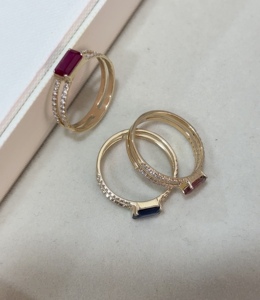 Luxury Fine Jewelry Natural Blue Sapphire & Natural <b>Diamonds</b> Double-Band <b>Ring</b> for wedding & party occasions in 14KT Yellow Gold - Product Image 5