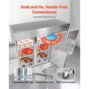Congelatore Verticale Commerciale da 32,2 Pollici di Larghezza con Tre Porte, 66,9 Piedi Cubi, Sbrinamento Automatico, 12 Ripiani Regolabili per Hotel - Product Image 5