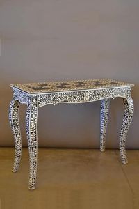 Luxury Wooden Bone Inlay <b>Console</b> <b>Table</b> With Decorative Drawers For Elegant Entryway And Interior Styling - Product Image 3