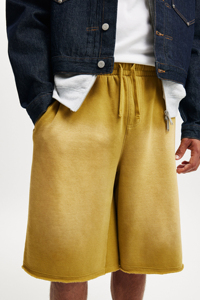 Streetwear <b>Men's</b> Custom Casual Solid Acid Washed Heavyweight Canvas Drawstring Distressed <b>Long</b> Cotton Ripped Sweat <b>Shorts</b> High - Product Image 3