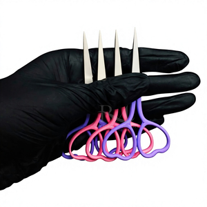 <b>Pink</b> And Purple Powder Color Silver tip <b>Heart</b> Shape Manicure Scissor Stainless Steel Sharp Tip Cuticle Trimmer Beauty Instrument - Product Image 2