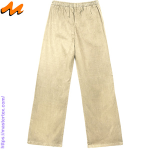 Pantalon en jean pour femme, coupe mi-ample, décontracté et habillé, avec cordon de serrage, couleur unie, jambe large, lavable, pour l'été et le quotidien, 8.4Oz - Product Image 2