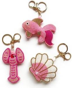 Classic Style Embroidery Beaded Eco-Friendly <b>Customized</b> Shape <b>Keychain</b> Colorful Handmade Purse Charm - Product Image 1