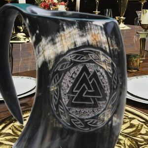 Le Chope Corne de Berserker Warhorn Produit d'artisanat naturel fabriqué à la main - Product Image 1