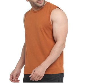 เสื้อกล้ามแขนกุดสีส้มสำหรับผู้ชาย คอกลม ผ้าถัก สวมใส่สบายๆ - Product Image 5