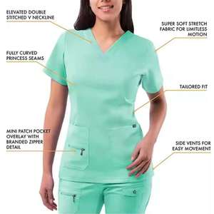 Ensemble de tenue médicale pour femme, à capuche, col en V, extensible, style jogger, en molleton 100% coton, coupe oversize, anti-boulochage, uniforme professionnel en gros - Product Image 6