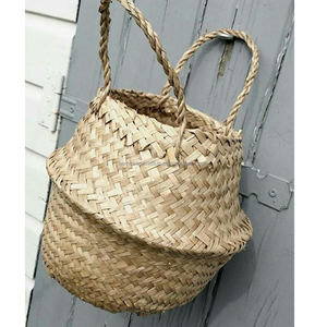 Panier à ventre en jonc de mer du Vietnam à deux niveaux avec poignées, pour le marché européen, cuisine, salle de bain, naturel et durable - Product Image 3