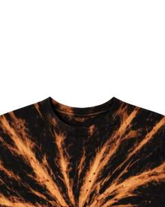 Camiseta Negra con Estampado Tie Dye Naranja para Hombre, Cuello Redondo, Manga Corta, Algodón, Estilo Casual Urbano, Lavado Vintage, Personalizada, OEM, Proveedor de Camisetas al por Mayor - Product Image 4