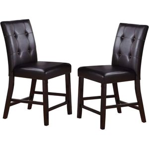 Set di 2 Sedie da Pranzo Contemporanee in Finitura Marrone, Altezza Bancone, con Schienale Trapuntato e Cuscino per Cucina e Soggiorno - Product Image 5