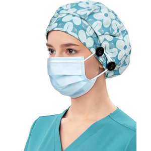 Adjustable Unique Design Elastic <b>Scrub</b> Hats Button Sweatband Design Cotton Twill Fabric Unisex Hospital Use Nursing <b>Scrub</b> <b>Cap</b> - Product Image 3