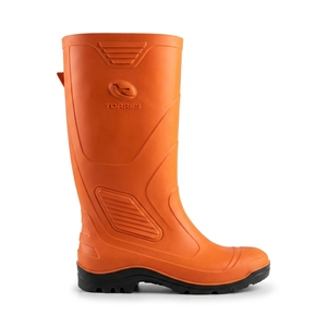 Orange PVC Summer Fashion Safety Waterproof <b>Knee</b>-<b>High</b> Steel Toe Anti-Slip Work Rain Boots for Unisex Construction Farming - Product Image 1