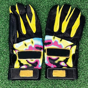 Full Finger <b>Baseball</b> <b>Gloves</b> Orange Yellow Leather Non-Slip Hook And Loop Closure For Adults Outfield Use All Seasons <b>Gloves</b> - Product Image 3