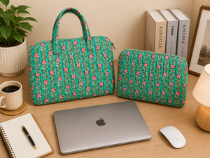 Bolsa de Transporte para Portátil de Lujo con Estampado Floral Verde, Suave y Duradera, con Cierre de Cremallera, Funda Protectora, Estilo Casual, con Asa para Llevar - Product Image 3