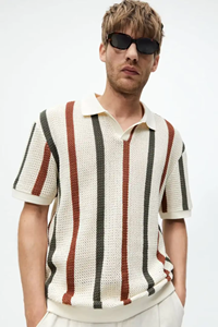 เสื้อโปโลคอวีถักลายทางแบบโปร่ง แขนสั้นสำหรับผู้ชาย รุ่น Custom Light Summer - Product Image 6
