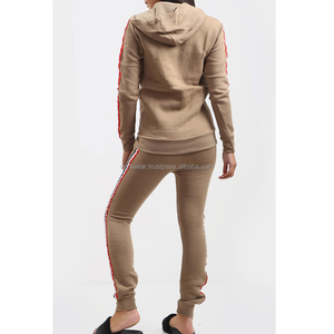 Haute qualité dames léger réversible à capuche à capuche coupe-vent sans couture Sport costumes bande latérale pour hiver vêtements de détente haut - Product Image 3