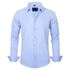 Camisas de Vestir Formales Personalizadas para Hombre, Corte Slim Fit, Cuello Alto Informal, Manga Larga, Tejido Satinado Transpirable para Primavera - Product Image 1