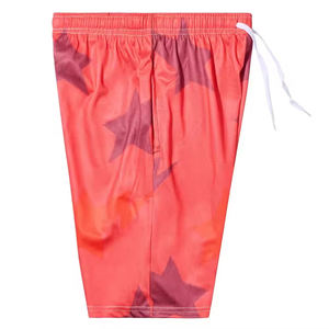 <b>Men's</b> Diamond <b>Shorts</b> 100% Polyester Mesh in Black & Turf Orange Solid Pattern with <b>Elastic</b> <b>Waistband</b> and Striped Knit Tape - Product Image 3