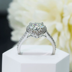 925 Sterling Silver Engagement Band Heart Cut 2 Carats Vvs Moissanite Main Diamond Women Wedding <b>Finger</b> <b>Rings</b> - Product Image 4