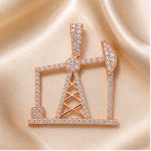 Iced Minimalist Statement Custom <b>Drilling</b> Rig 10K Gold Lab Grown Diamond Fashion <b>Jewelry</b> Pendants Charms Unique Necklaces Gifts - Product Image 5