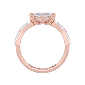 Bague de fiançailles en diamant de laboratoire taille marquise et taille baguette avec accents latéraux taille baguette - Product Image 2