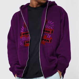 Sudadera con Capucha para Hombre, Estampado Motivacional Positivo, Corte Regular, Forro Polar de Algodón, con Bolsillo, Ropa Casual de Invierno - Product Image 3