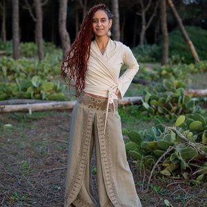 Blusa con Capucha de Algodón Estilo Festival, Manga Campana, Estilo Boho, Top de Verano para Atuendos de Verano y Festivales - Product Image 4