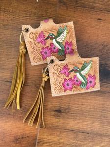 เคสใส่บัตรหนัง ATM ลายดอกไม้แท้มีสไตล์ทันสมัยเคสใส่บัตรมีพู่ห้อยแฟชั่นตะวันตกขนาดเล็กน่ารักมาใหม่พร้อมพวงกุญแจ - Product Image 2