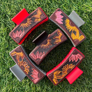 Vente en gros de pinces à cheveux tendance en cuir usiné à la main accessoires de cheveux en cuir véritable pour femmes - Product Image 4