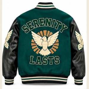 Veste universitaire réversible coupe-vent personnalisée, vert foncé, manches en cuir noir, broderie en chenille de laine, logo Letterman, streetwear - Product Image 2