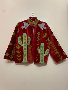 Amazing Look Suzani Velvet Embroidery Floral <b>Jacket</b> Winter Wear <b>Jacket</b> Coat Women's Coat Suzani <b>Short</b> <b>Jacket</b> for Womens - Product Image 3