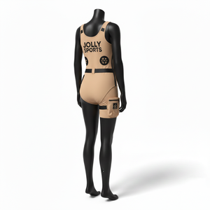 Traje de baño de una pieza para mujer, de poliéster y spandex de alta elasticidad, color beige con paneles negros, cinturón, bolsillo y estampado de logotipo. - Product Image 5