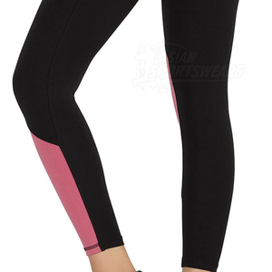 Leggings de yoga taille haute longueur cheville, color block noir et rose, en Spandex et Polyester, extensibles dans les quatre sens, avec surpiqûres contrastées - Product Image 5