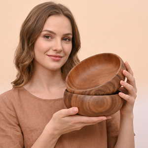 Juego de Tazones de Madera Ecológicos Hechos a Mano - Tazones Naturales para Servir - Diseño Moderno y Lujoso para el Hogar y Fiestas - Product Image 1