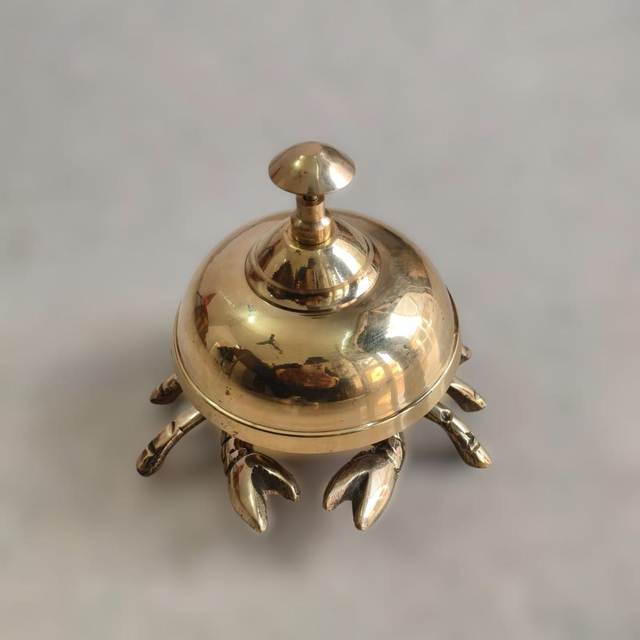 Solid Brass Table Ring Bell For Restaurant Counter And Guest Service With Smooth Push Button Mechanism