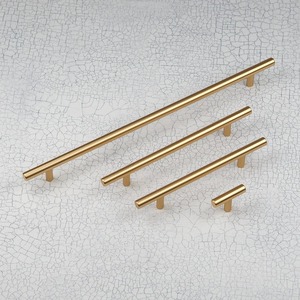 Manijas de Puerta de Latón Dorado, Forma Rectangular, Diseño Minimalista, Duraderas, Decoración para Muebles de Cocina, Montaje en Pared - Product Image 1
