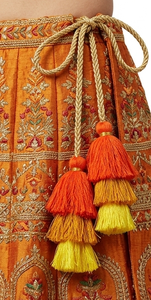 Collier pendentif bohème à pompons en tissu orange et jaune, accessoire décoratif pour la maison, style suspendu pour salon intérieur - Product Image 4