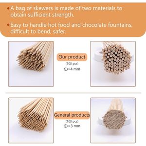 Spiedini in bambù naturale da 30 cm, diametro 4 mm, confezione da 100, per barbecue, frutta, cocktail, kabob, fontana di cioccolato, accessori per barbecue - Product Image 3