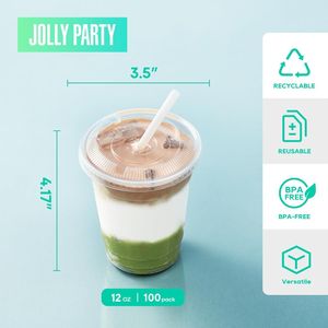 Confezione da 100 Bicchieri di Plastica Trasparenti Usa e Getta da 350 ml per Feste, Frutta, Gelato, Cupcake e Bevande Fredde - Product Image 4
