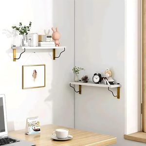 Étagère murale en bois massif à trois niveaux pour cuisine et salle de bain, rangement simple en bois - Product Image 4